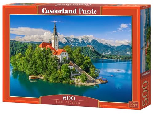 CASTORLAND 500 Teile Puzzles, Bled, Slowenien, Historische Kirche, Seeblick, Alpen Landschaft, Erwachsenenpuzzle, Castorland B-54114