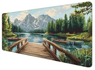 Tapis de Souris XXL 600x300x3 mmMontagne Tapis Souris Gaming, Bords Cousus Imperméable Mouse Pad, Base en Caoutchouc Antidérapante Desk Mat, pour PC, Portable Améliore Précision, (RivièRe) D1-532