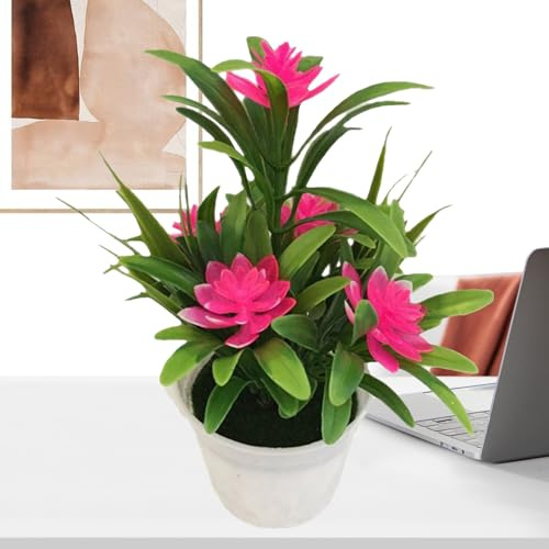 Yuemeuy Plantas Artificiales Pequeñas en Maceta | Plantas Artificiales con Follaje En Maceta,Flores Centro De Mesa Estético para Baño Comedor Salón Escritorio Cocina Rústica Estante De