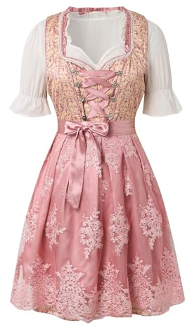 Dirndl 2025 - Costume traditionnel allemand pour fête de la bière - Rouge - Taille XXL