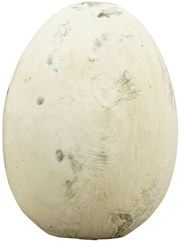 ETC dekoratives frühlingshaftes Dekoei Keramikei Osterei Keramik in Creme-grau gewischter Steinoptik in 2 verschieden Größen (groß)