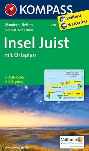 KOMPASS Wanderkarte Insel Juist: Wanderkarte mit Reitwegen und touristischen Hinweisen. 1:20000. GPS genau. Mit Ortsplan 1:8000 (KOMPASS-Wanderkarten, Band 728)