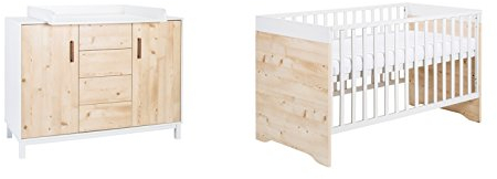Schardt 10 914 59 00 Sparset Timber Pinie bestehend aus Kinderbett, Umbauseiten und Wickelkommode, braun