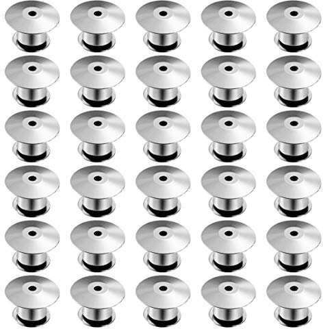 Verschlussstifte Metall Pin Keepers Rücken Lock Verschluss für Schmuck Brosche Pins Namensschild Basteln DIY 30 Stück, Silber