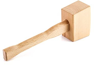 QWORK Wooden Mallet, 9.5 Manual Ice Hammer Mallet Beech Solid Carpenter Wood Hammer Woodworking Hand Tool