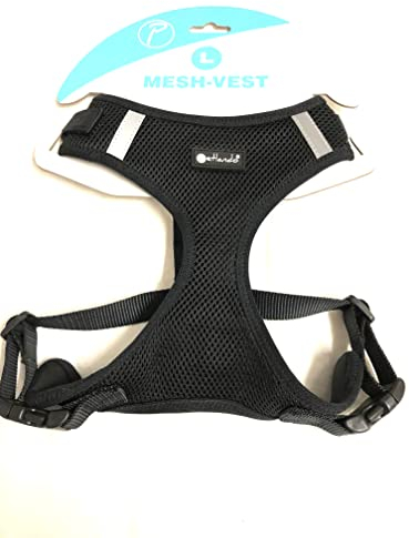 Petlando Brustgeschirr Mesh Vest schwarz L (Halsumfang 37-44 cm, Brustumfang 50-68 cm)