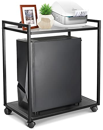 Whchiy PC Ständer, 2 Schicht Mobiler CPU Ständer Universal Computer Ständer mit Rollen für Schreibtisch (Groß)