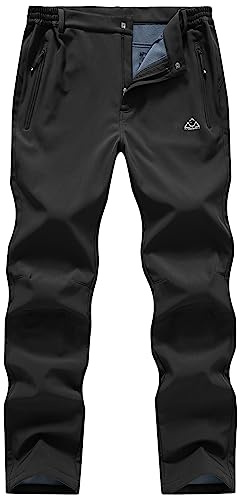 Gopune Men's Snow Ski Outdoor Waterproof Windproof Fleece Hiking PantsBlack,34