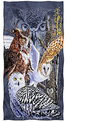 Zomer Strandtuch 70x140 cm, Schnelltrocknendes Bedrucktes Mikrofaser Badetuch mit Alle Arten von Eulen Motiv