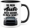 Auto Tasse personalisiert Geschenk, Ob mein Auto auch gerade an mich denkt? Kaffeetasse mit Spruch lustig eigenes Bild Kaffee-Becher Auto-Liebhaber Tuner Tuning Auto-Fan Kfz Pkw (Weiß/Schwarz)