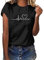 Tshirt Damen Lässige Elektrokardiogramm Druck Oberteile Herzschlagkurve Pullover T-shirt Einfarbiges Basic Shirt Rundhals Kurzarm Sommer Tops Lockere All-Match Tunika Bluse Laufshirt Sportshirt