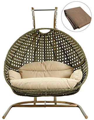 Fröhlicher Schaukelstuhl, zum Aufhängen, Aluminiumrahmen, Hängematte, Eierstühle mit Sitzkissen und Kopfstützenkissen und U-Ständer für Terrasse und Garten