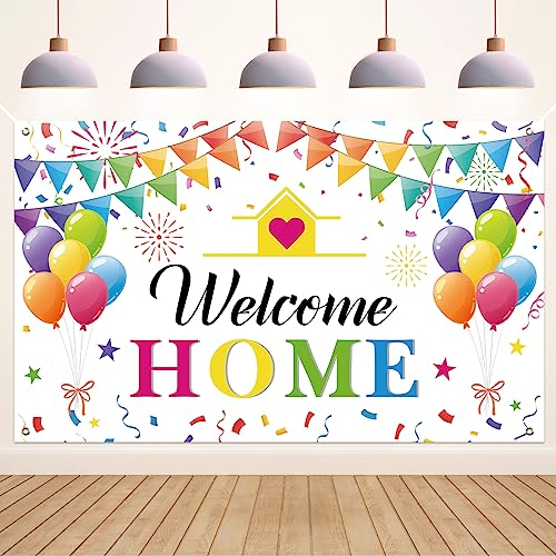 Koliphy Bienvenida a Casa Decoración, Blanco Welcome Home Bandera Guirnalda para Regreso a Casa, Familiar Reuniones, Familiar Regreso, Bienvenida a Casa Pancarta 70,8 x 43,3 Pulgadas