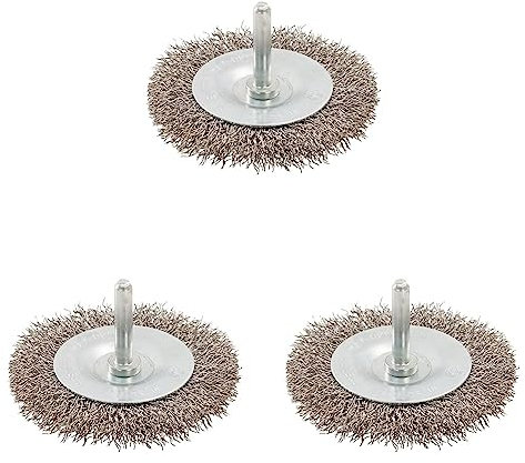 Silverline 357148 Rotary Stainless Steel Wire Wheel Brush 75 mm (Pack of 3)