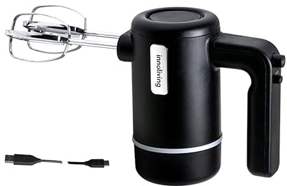 Innoliving Sbattitore Elettrico Senza Fili Ricaricabile INN-692, 5 Velocità, Batteria USB a Lunga Durata, Fruste in Acciaio Inox, Leggero e Portatile, Ideale per Dolci, Impasti e Panna Montata