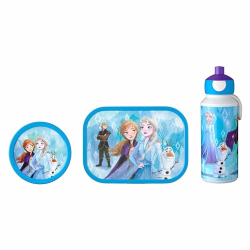 Mepal - Lunch-Set Campus - Lunchset für Kinder mit Pop-Up Trinkflasche, Lunch Box & Fruchtbox - Pausen-Set für die Schule oder Unterwegs - Spülmaschinenfest & BPA-frei - Frozen 2