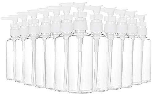 Gokoti 12 Pack 3.4Oz/100Ml Transparent Travel Bottles Pump Bottle Lotion Dispenser Bottle for Water, Massage Oil, Shampoo