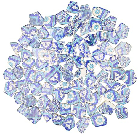 Yuvori 0,5 kg moderne abstrakte geometrische unregelmäßige Porzellan-Mosaikfliesen, DIY, handgefertigt, Badezimmer, Wohnzimmer, Küche, Backsplash, Outdoor (02, Medium)