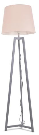 ValueLights | Grey Wood Tripod Floor Lamp with Pink Tapered Fabric Lampshade Living Room Light | Floor Lamps, Home Décor & Improvement Essential | Included LED Bulb