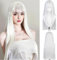 COSPLAZA 80cm/31 inches Weiß Lange Glatte Perücke für Damen Cosplay Kostüm Perücke mit flachem Pony
