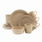 HOMD 16-Pieces Stoneware Dinnerware Set, Dinner Set, Kitchen Dinnerware Ceramic Crockery Set, Dinner Service Set for 4, Include Dinner Plate, Dessert Plate, Cereal Bowl and Mug (Brown)