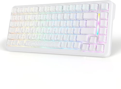 MAMBASNAKE M82HE QWERTY 75% Rapid Trigger-Tastatur Cablata mit Frequenza di Polling di 8000Hz, einstellbare Betätigung und 0,01mm RT-Genauigkeit Kabelgebundene RGB Gaming-Tastatur -Weiß Kontur