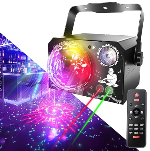 Disco Party Light - 4 in 1 Sound Activated DJ Light with Disco Ball Lights Strobe Stage Effect, Parties Lights for Home Birthday Dance Karaoke Show Bar DJ KTV Club Christmas Festival Gifts