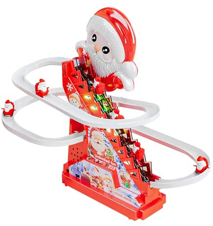 Opdestn Weihnachtsmann Kletter Spielzeug,Weihnachts Lernspiele Mit LED Musik | Musik Rutschbahn Kletter Spielzeuge - Für Kinder Mädchen Kleinkinder Party Reisen Kindergarten Zuhause Wohnzimmer