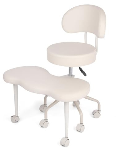 Virzen Ergonomischer Bürostuhl mit Kreuzbeinen, höhenverstellbar für Meditation, ADHS-Schreibtisch & Yoga, breites Criss Cross Design mit Lendenwirbelstütze, Kniestuhl (weiß)