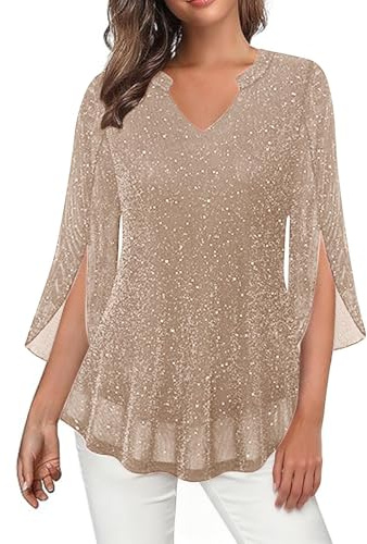 Bluse Damen Glitzer Oberteile Silvester Outfit Pailletten Blusenrock V Ausschnitt Tunika Festliche Blusen Zur Hochzeit Party Oberteil Glitzershirt Karneval Langarmshirt Damenblusen Glitzeroberteil