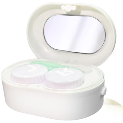 Kontaktlinsenreiniger Elektrische Vibrationsfunktion zur tiefen Säuberung von Kontaktlinsen mit Proteinentferner Effekt Kompakte Aufbewahrungslösung für unterwegs 8x5,5x3,7cm(White)