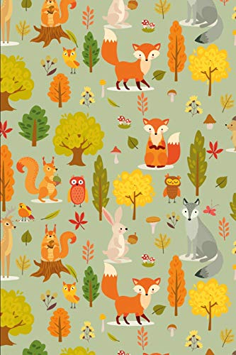 Notizbuch: Wald und Tiere Cover Design / 120 Seiten / Liniert / DIN A5 + (15,24 x 22,86 cm) / Soft Cover