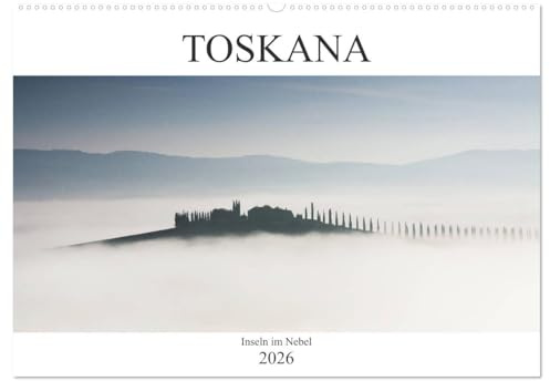 Toskana - Inseln im Nebel (Wandkalender 2026 DIN A2 quer), CALVENDO Monatskalender: Stimmungsvolle Nebelbilder einer faszinierenden Landschaft (CALVENDO Natur)