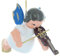 Christbaumschmuck Engel mit Violine - Blaue Flügel - schwebend - 5,5 cm