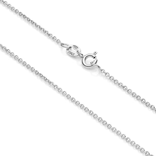 Aka Gioielli® - Runde Ankerkette 1,4 mm 925 Sterling Silber Rhodiniert - Feine Silberkette Damen Halskette Ohne Anhänger - Längen: 35 40 45 50 55 60 65 70 80 cm