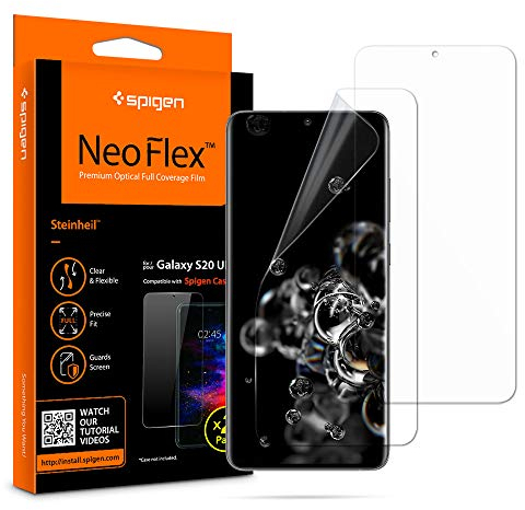 Spigen NeoFlex Schutzfolie kompatibel mit Samsung Galaxy S20 Ultra, 2 Stück, Wasser Installation, Volle Abdeckung, TPU-Folie
