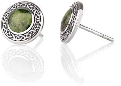 Celtic Shield Ohrstecker aus Irland - Connemara Marmor & keltische Ornamente