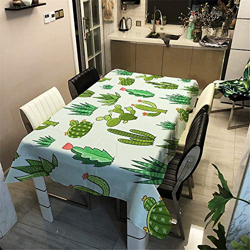 Morbuy Tischdecke Abwaschbar für Speisetisch, 3D Kaktus Pflanze Wasserabweisend Abwischbar Quadrat Küchentischabdeckung Schmutzabweisend Fleckschutz Pflegeleicht (60x60cm,Grüner Kaktus)
