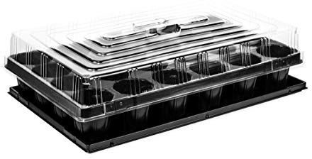 BigDean Anzuchtplatte Pro 24 Pflanzlöcher Ø 7,4 cm & Untersetzer & Haube Pflanzschale Anzuchtschale Topfplatte 53 x 31 cm