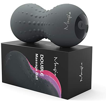 Maxgia Heizung Elektrisch Peanut Massageball mit 5 Modi, Faszienball für Triggerpunkt-Therapie, Tiefengewebs massage, Myofasziale Freisetzung und Sport Erholung(Grau)