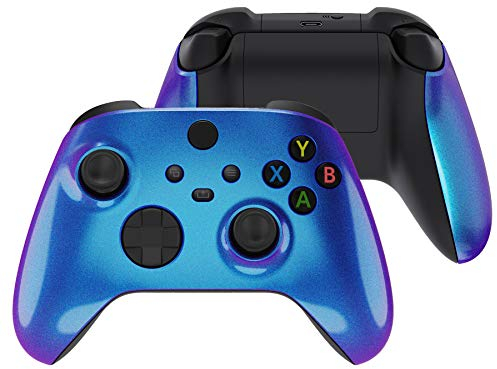 eXtremeRate Case & Griffteil Hülle für Xbox Series X/S, DIY-Ersatz Hülle Case Gehäuse Schale Skin Faceplate Zubehör für Xbox Core Controller(Lila Blau)-KEIN Controller enthalten