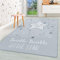 HomebyHome Kurzflor Kinderteppich für Jungen und Mädchen 140 x 200 cm Grau Stern Design - Waschbarer Teppich Extra Weich und Antiallergen - Teppich für Kinderzimmer, Babyzimmer und Spielzimmer