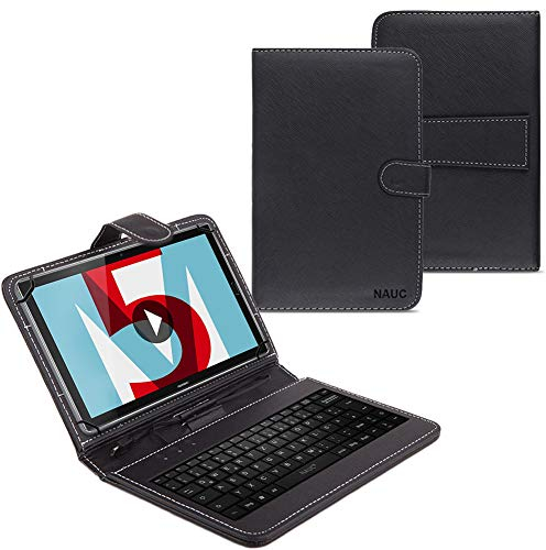 UC-Express NAUC Hülle Tasche Keyboard Case für Huawei MediaPad M5 / Pro 10.8 Zoll Tastatur QWERTZ Standfunktion Micro USB