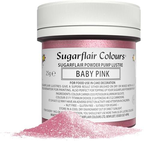 Sugarflair Baby Pink Edible Glitter Dust Powder Pump Refill Tub - Food Colouring Powder, Edible Colour Dust, Brush On, Spray, or Add Rejuvenator to Create Eye-Catching Paint Effect - 25g