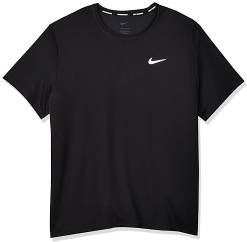 NIKE Men's M NK DF UV Miler SS T-Shirt, Black/Reflective Silver, S