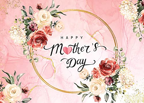 LYCGS X-107 Hintergrund mit rosa Blumen, Muttertag, Fotohintergrund, Muttertag, Party, Banner, Studio-Requisiten, 1,8 x 1,5 m