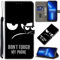 BOLELAW Hülle für Samsung Galaxy A54 5G mit [Magnetverschluss] [Flip-Funktion] [Kartenfächern] Flip Case Leder Samsung A54 Schutzhülle Stylische Klapphülle, Don't Touch My Phone