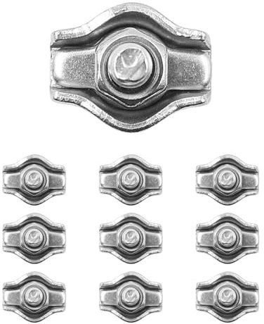 Pack of 10 M2 ZONADAH Wire Rope Clamps, Simplex Rope Clamp, Stainless Steel Cable Clamp for Wire Rope Connector Clamps, Suitable for Attaching Steel Wire Ropes and Cable Ropes