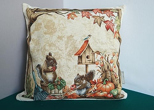 Sandner Kissenhülle Gobelin Herbst - Oktober 45 x 45 cm Kissenbezug Sofakissen Dekokissen, 1 Stück