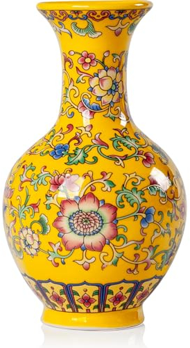 Qinlang 15,2 cm kleine gelbe Blumenvase für Heimdekoration, Keramik-Knospenvase für Blumen – Begonienvase